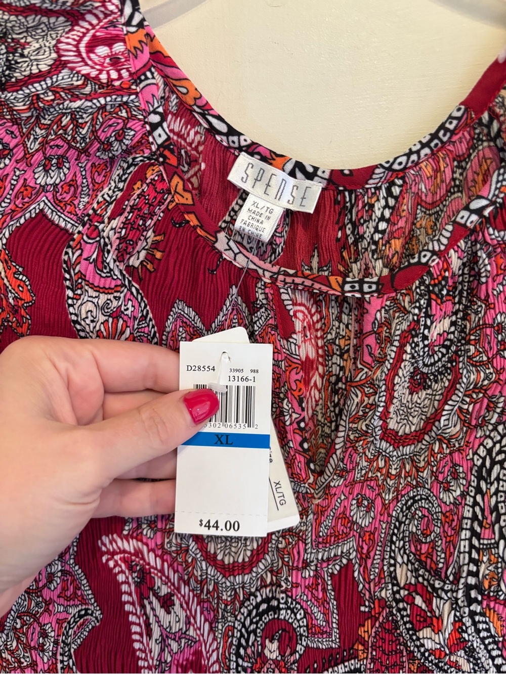 Boho Chic Pink and Red Paisley Peasant Blouse - Picture 4 of 6